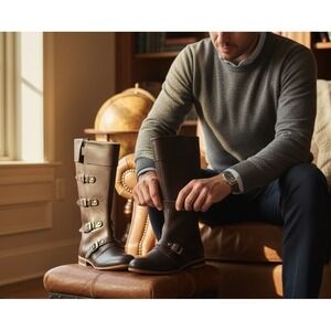 Medieval Leather Boots 4 Buckle |‎ Renaissance Inspired Loafer Boot | Halloween